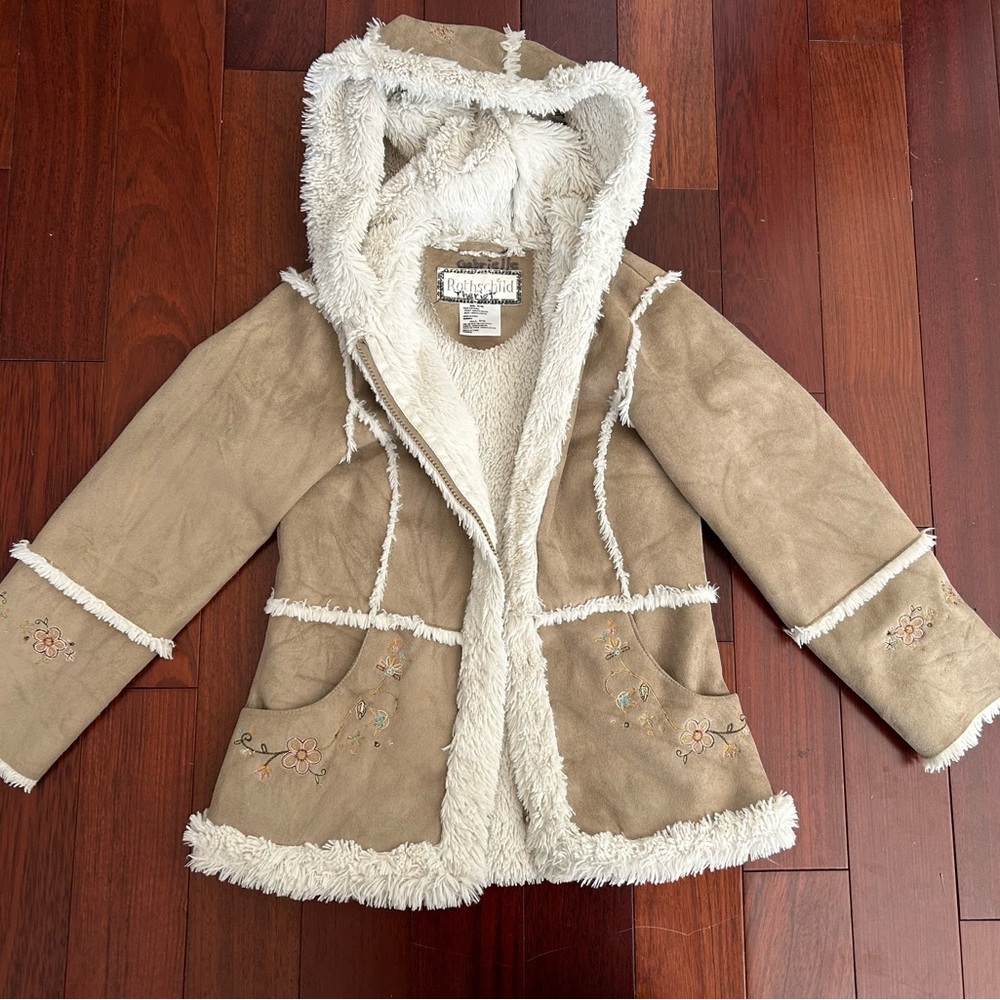 Rothschild Girls Shearling Hooded Coat Small Sz 7/8